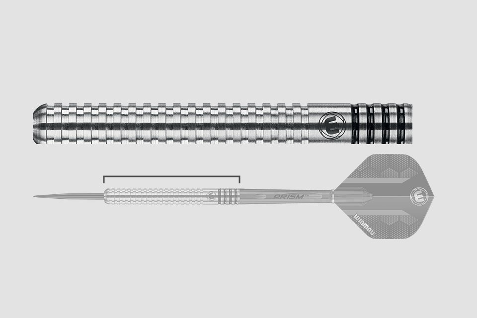 Illustration of a dart and a dart barrel.